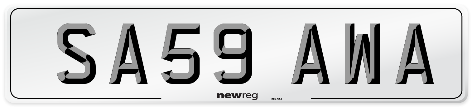 SA59 AWA Number Plate from New Reg